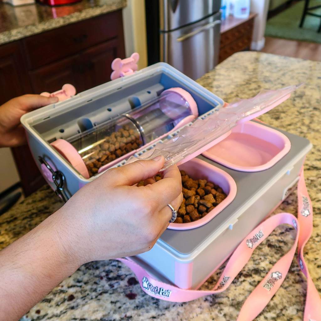 My Pet Pail® | All in One Travel Dog Bowl | Pink & Grey