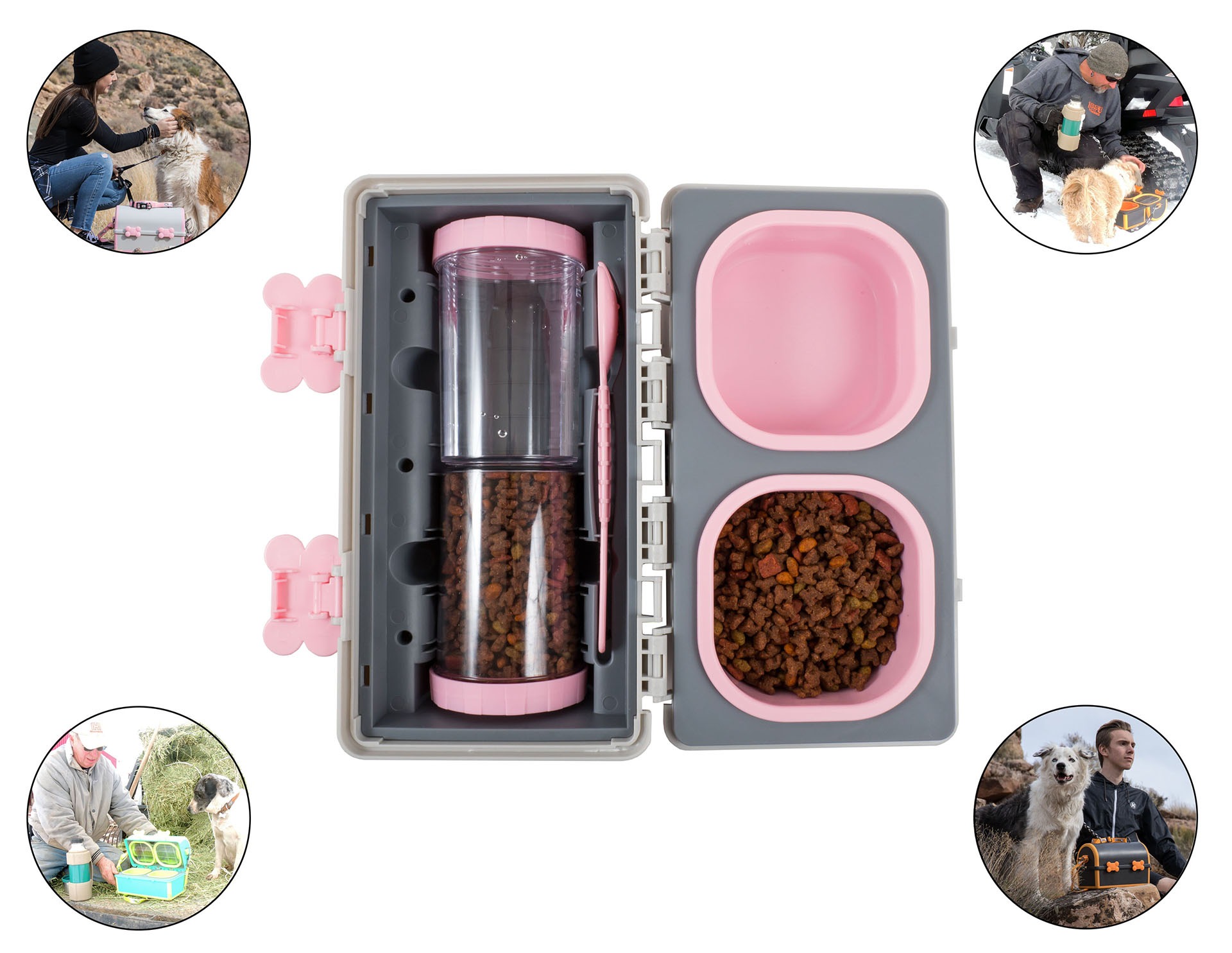 My Pet Pail® | All in One Travel Dog Bowl | Pink & Grey