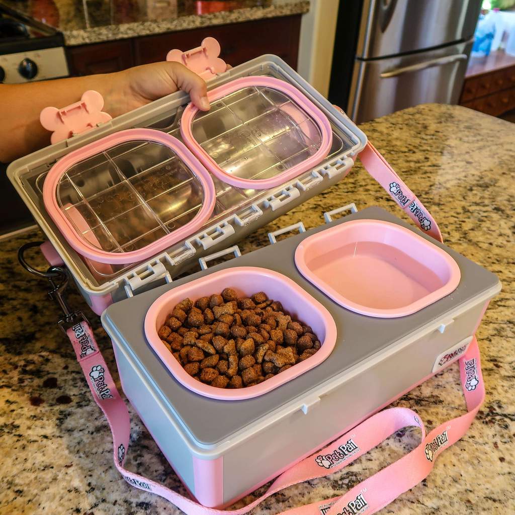 My Pet Pail® | All in One Travel Dog Bowl | Pink & Grey