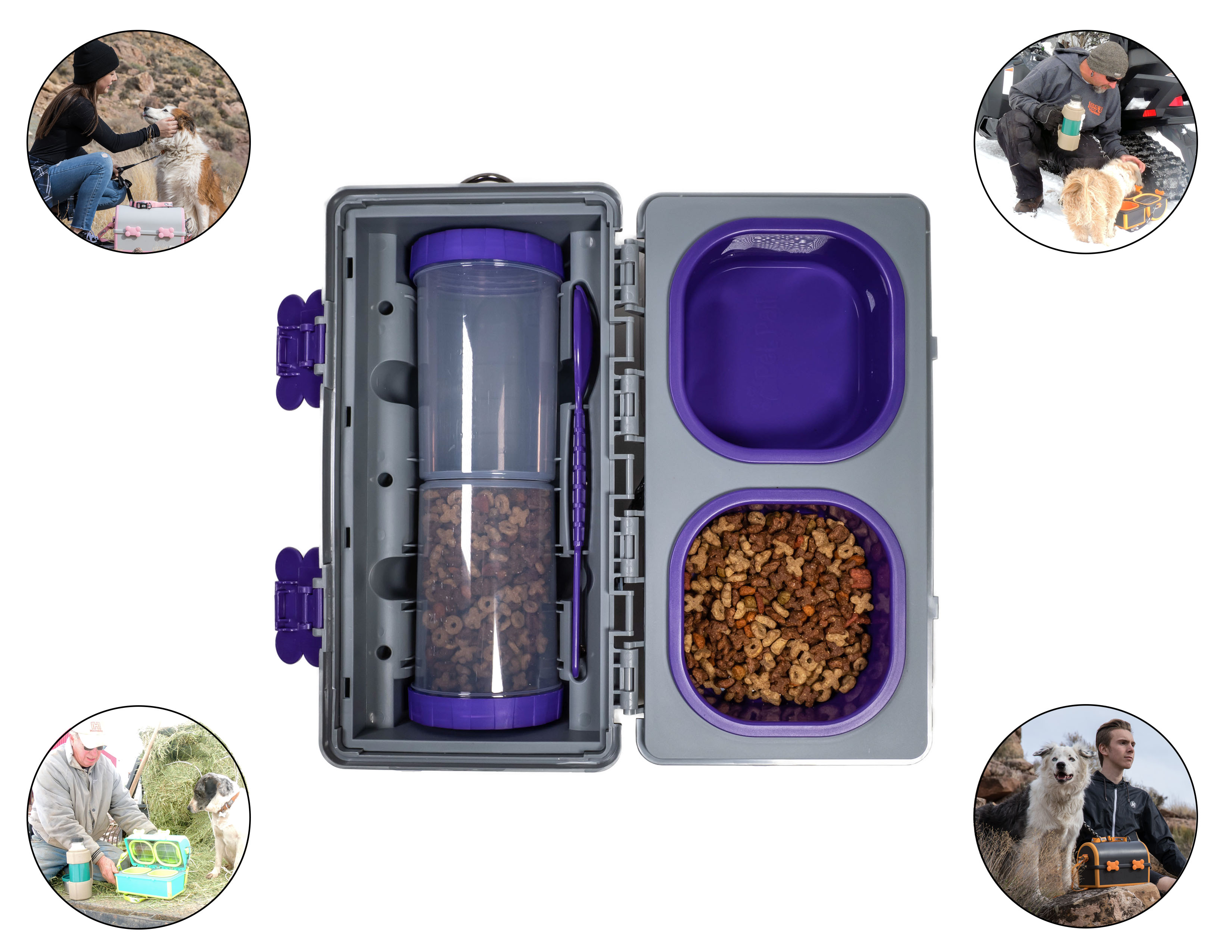 My Pet Pail® | All in One Travel Dog Bowl |  Purple & Grey