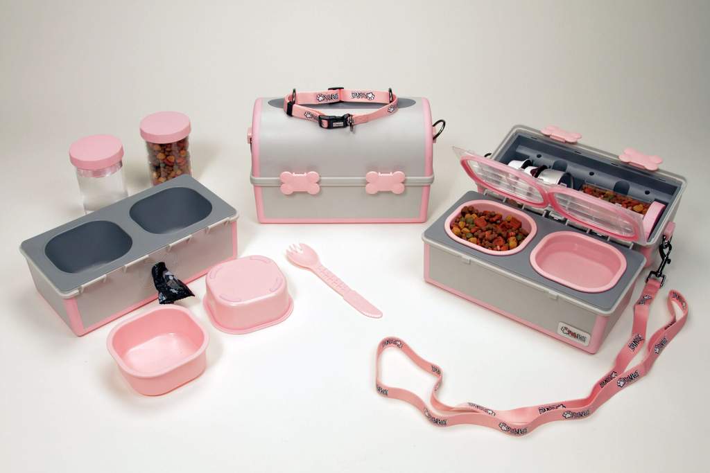 My Pet Pail® | All in One Travel Dog Bowl | Pink & Grey